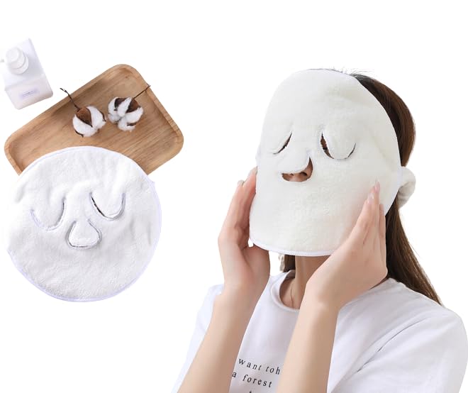 HETSHIV Reusable Hot & Cold Compress Facial Mask - Spa Moisturizing Beauty Skin Care Towel for Women & Girls - Perfect for Facial Steamer Treatment, Relaxation & Skin Hydration (1 Piece)
