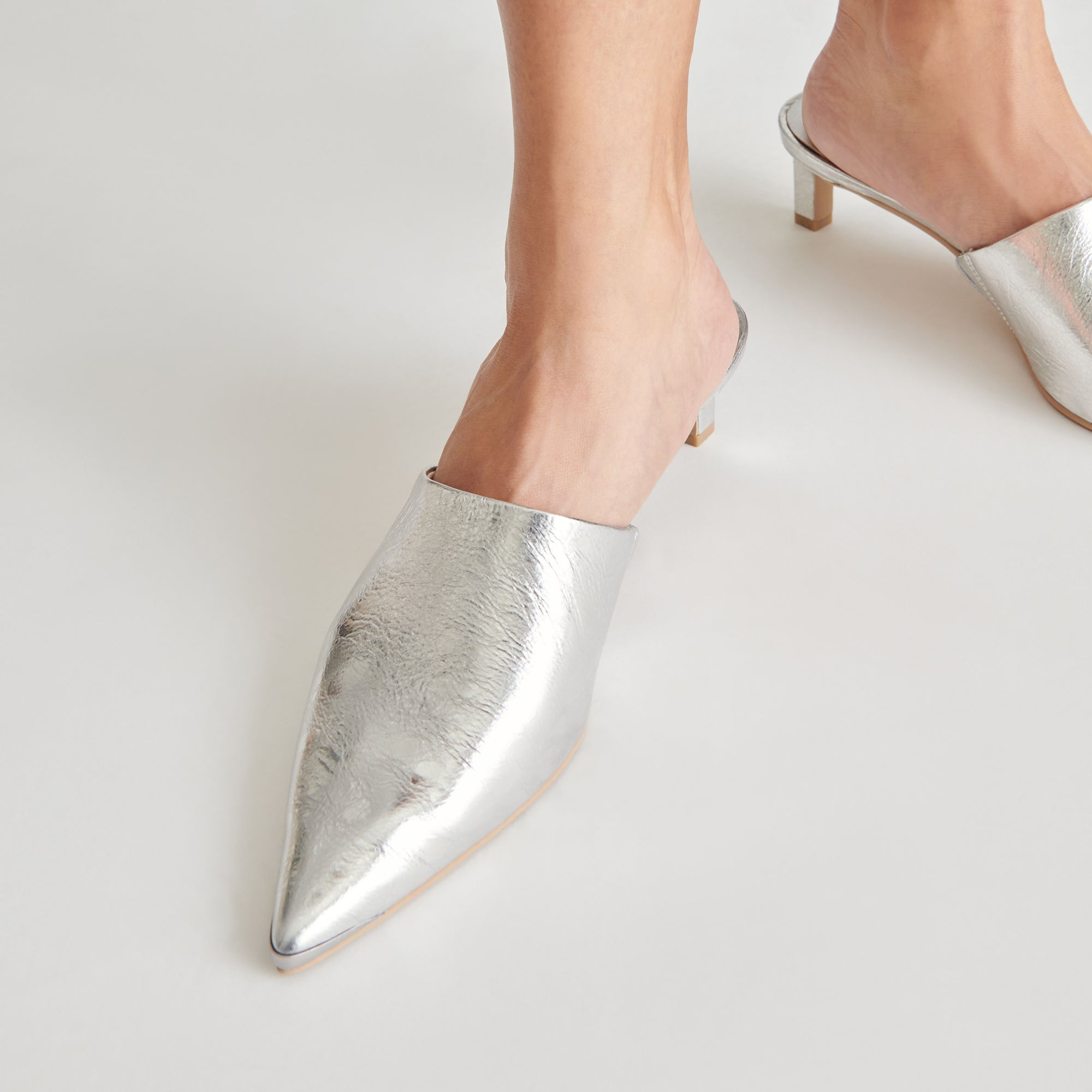 LEXY Women's Silver Distressed Leather High Heels - Elegant Party & Evening Dress Shoes for Weddings, Prom, and Special Occasions