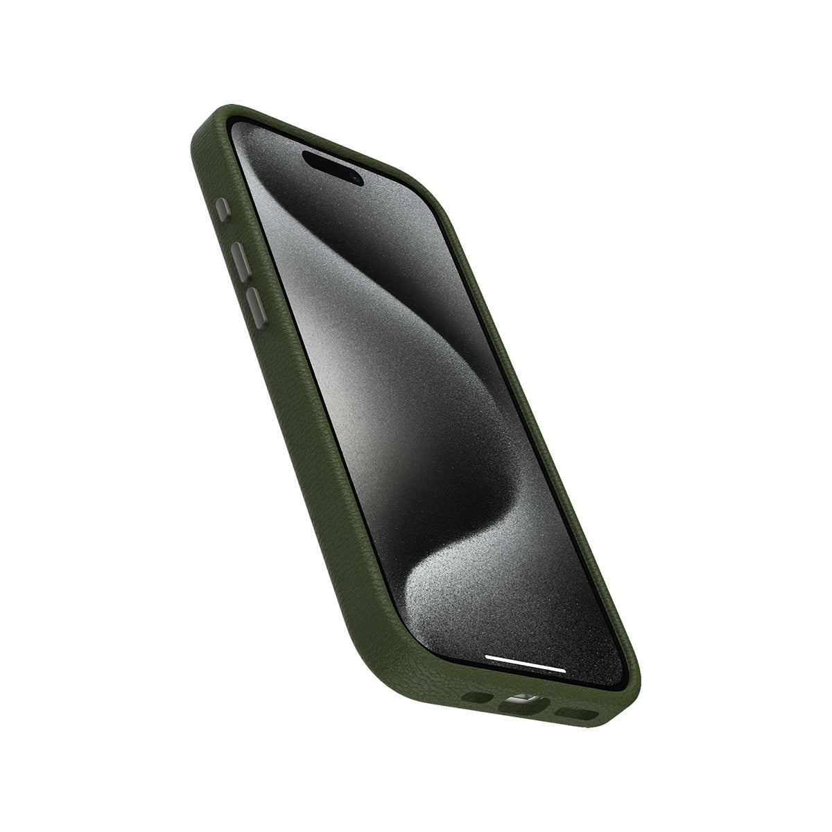 OtterBox Symmetry Cactus Leather Phone Case for iPhone 15 Pro - Eco-Friendly Green Vegan Leather Protective Cover | Perfect for Everyday Use, Travel & Outdoor Activities