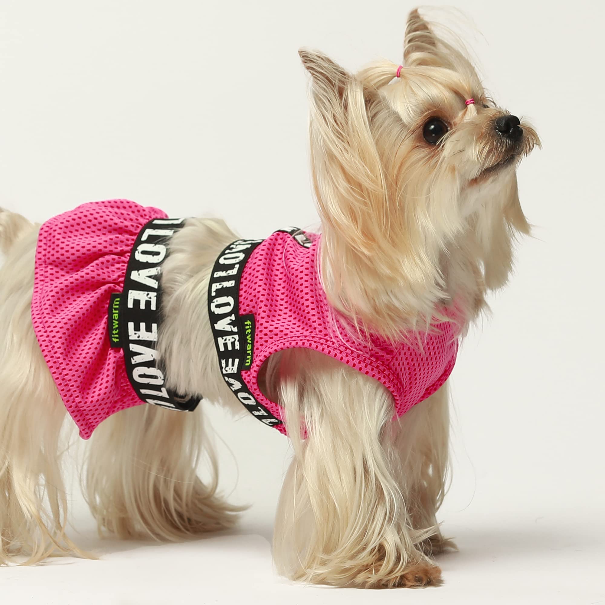 Fitwarm 2-Piece Dog Dress Set - Lightweight Athleisure Pet Clothes for Small Dogs & Cats - Rose Pink Large Size - Perfect for Daily Walks, Playtime & Photo Shoots