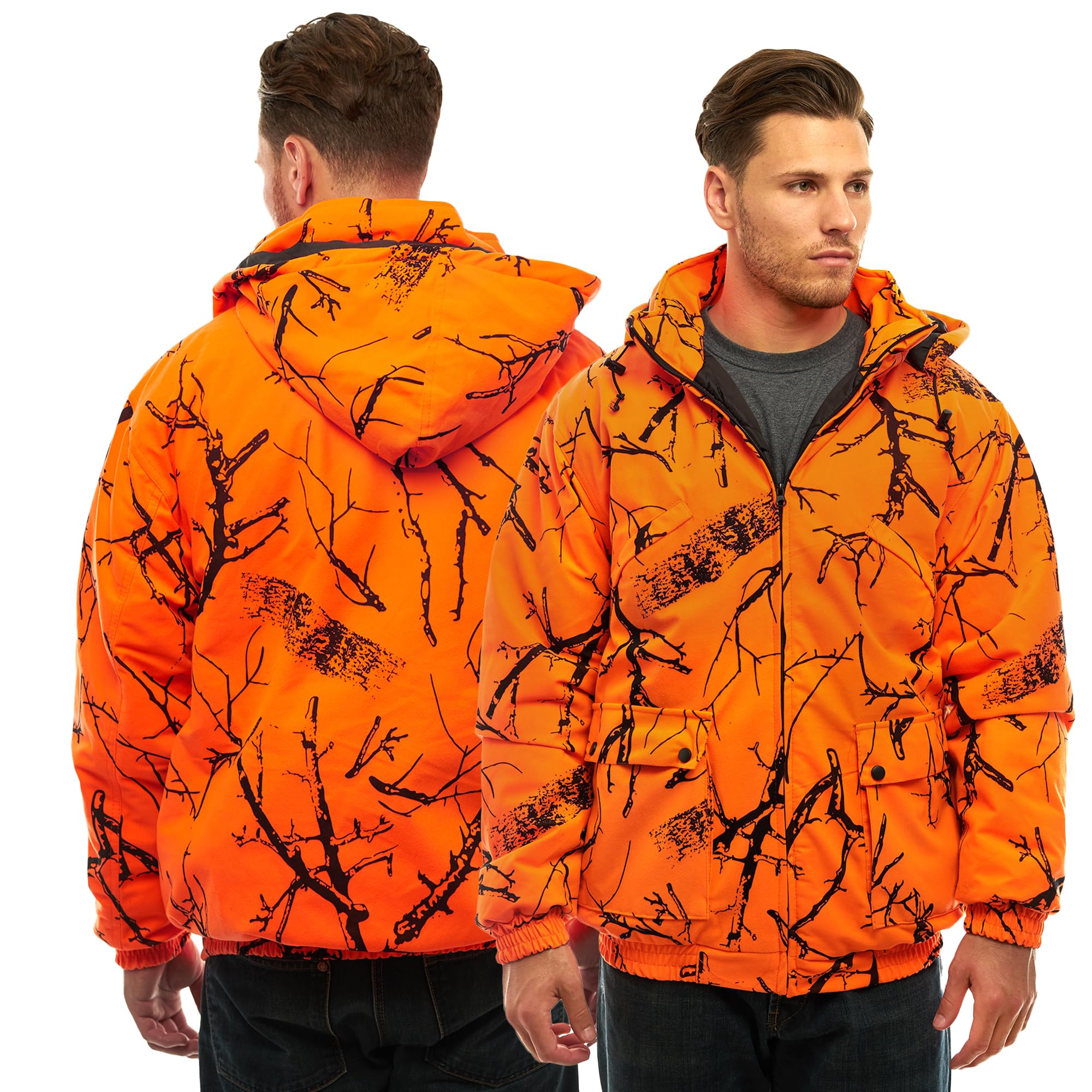 Treel TrailCrest Men's Safety Blaze Orange Insulated Waterproof Tanker Jacket - Hunting, Construction & Outdoor Work Wear