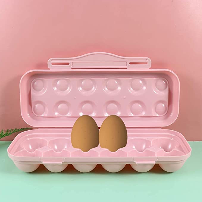 Stackable Plastic Egg Holder with Snap-On Lid - 18 Grid Freestanding Egg Storage Container for Fresh Eggs (Pack of 1, Pink) | Perfect for Refrigerator Organization & Farm Fresh Egg Display