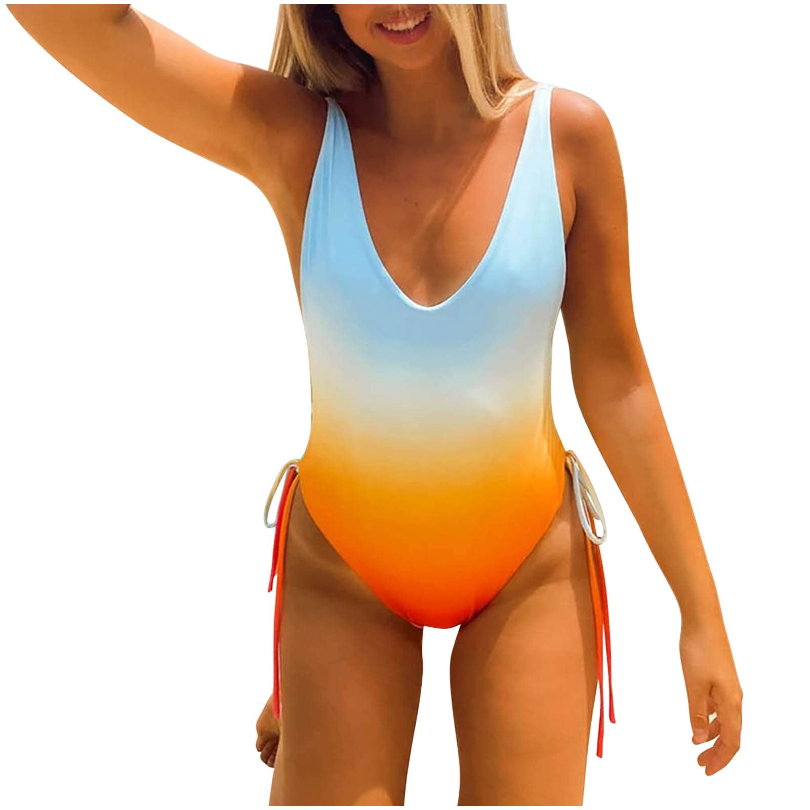 AOOCHASLIY Women's Sexy Butterfly Print Deep V Neck Push Up Hollow Out One Piece Swimsuit for Curvy & Teen Girls - Perfect for Beach Vacations, Pool Parties & Summer Getaways