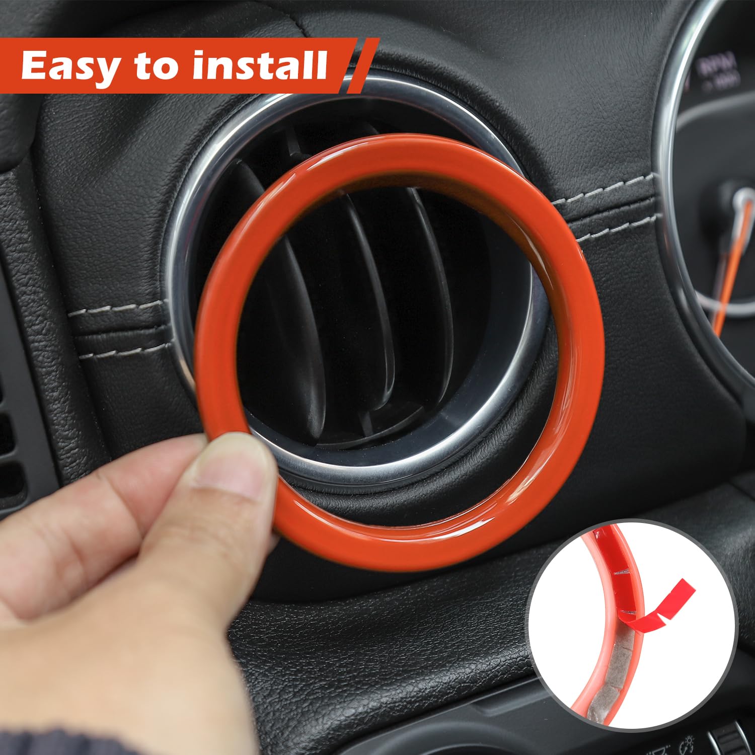 RT-TCZ Orange Dash Air Vent Cover Trim Stickers for Jeep Wrangler JL JLU & Gladiator JT (2018-2023) - 4pcs Interior Accessories - Upgrade Your Ride with Stylish Protection