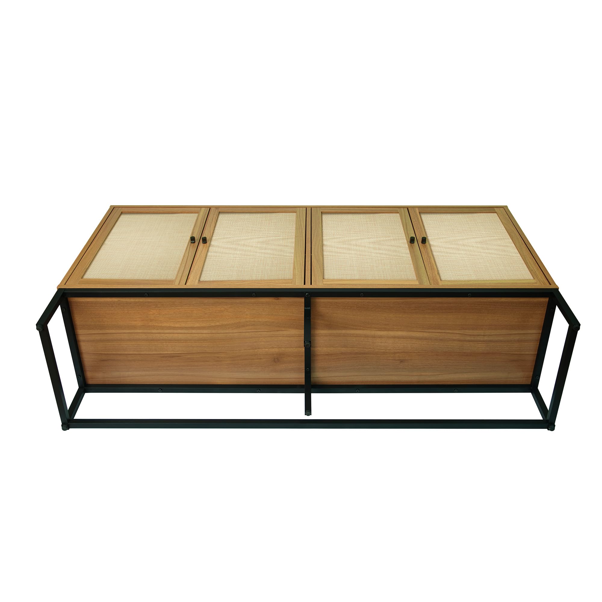 Modern Sideboard Cabinet with Rattan Doors - Adjustable Shelves Accent Storage for Kitchen, Dining Room, Living Room, Hallway & Office - Freestanding Storage Cabinet in Walnut Finish | Perfect for Home Organization & Stylish Decor