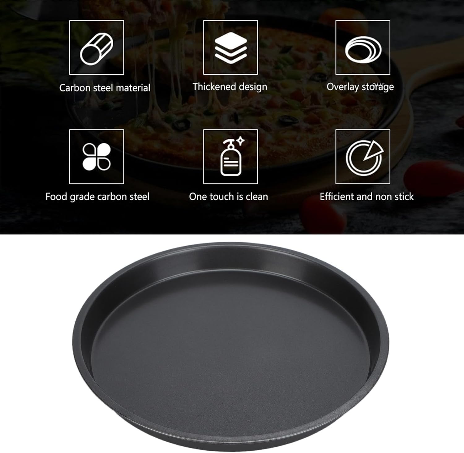 9 Inch Non-Stick Carbon Steel Pizza Pan with Teflon Coating - Oven, Microwave & OTG Safe Bakeware - Perfect for Homemade Pizza, Baking Bread & Roasting Vegetables