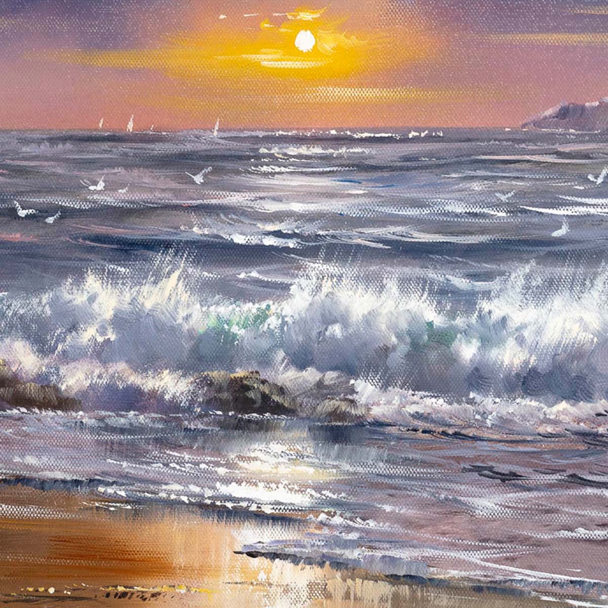 Original Tidal Sunset Painting - Handmade Wall Art for Home & Office Decor - Perfect for Living Room, Bedroom, or Gift