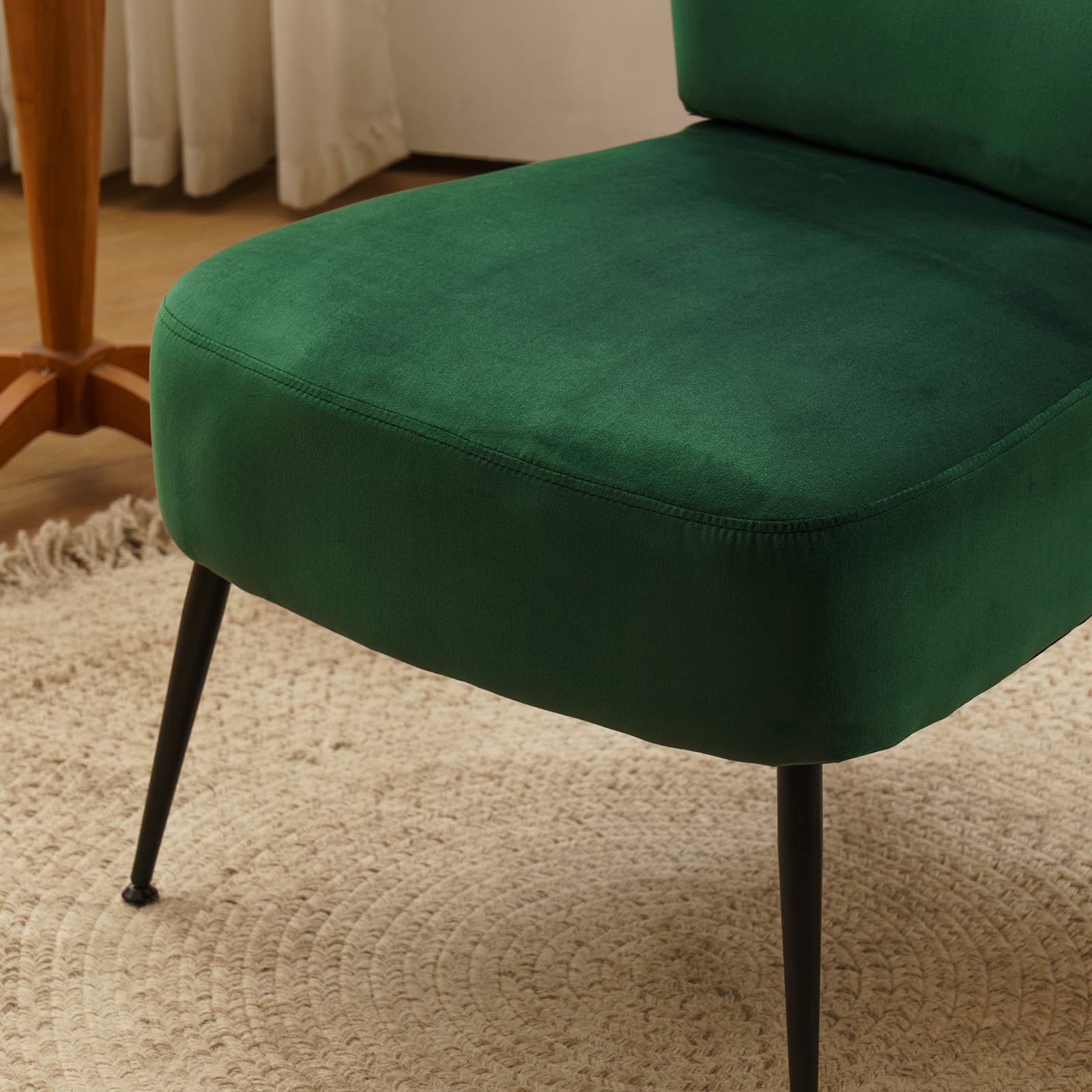 Yoluckea Modern Velvet Armless Accent Chair - Contemporary Upholstered Slipper Chair for Bedroom, Living Room & Vanity - Plush Corner Side Chair for Relaxation & Home Decor