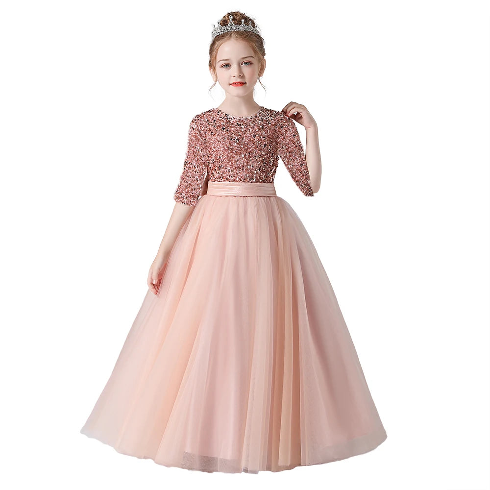 Elegant Girls Puffy Tulle Party Dress - Birthday Pageant Gown for Special Occasions | Perfect for Birthday Parties, Pageants, and Formal Events