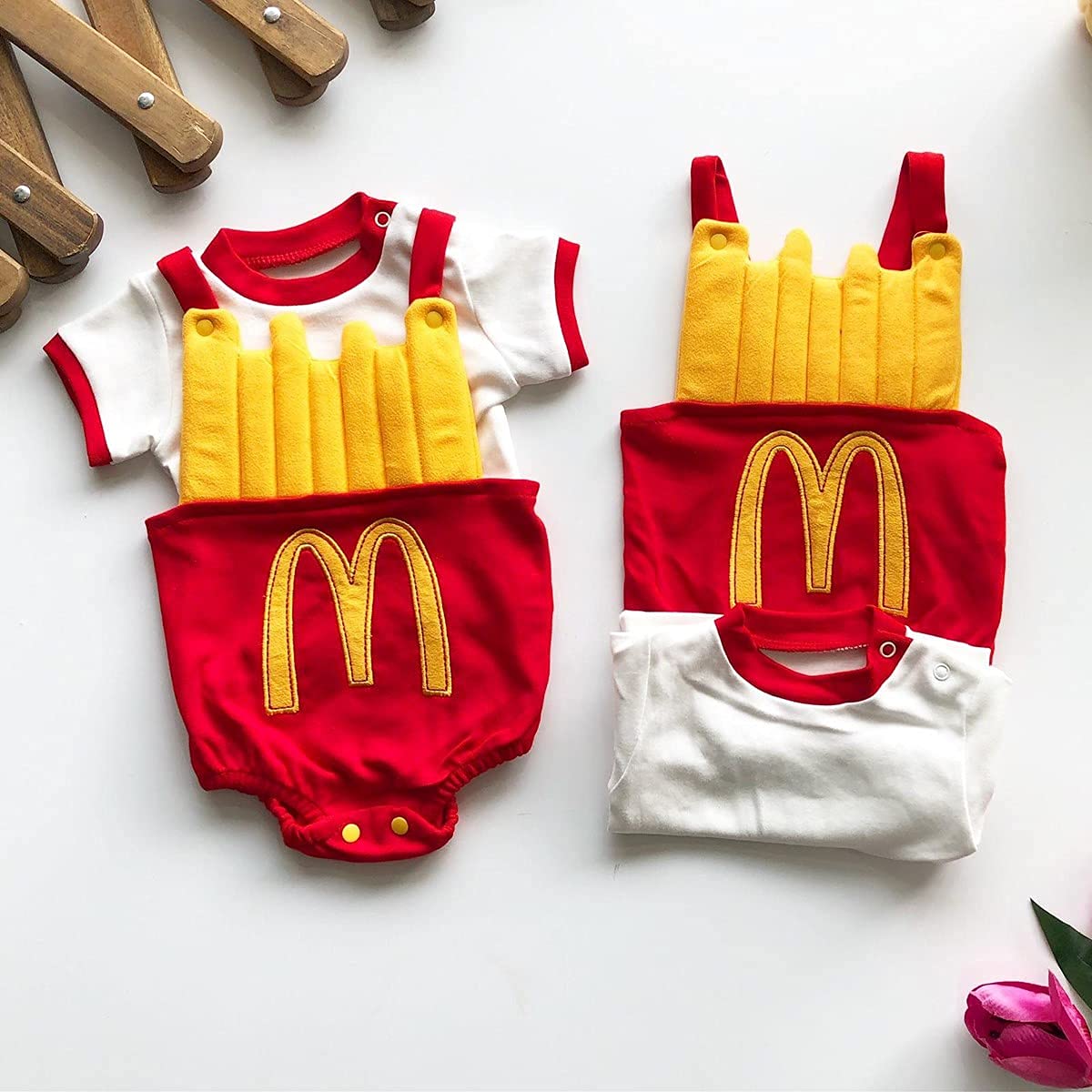 McDonald's 2-Pack Cotton Baby Romper & T-Shirt Set - Soft Unisex Overalls for Newborns & Infants | Perfect for Playtime, Photoshoots & Everyday Comfort