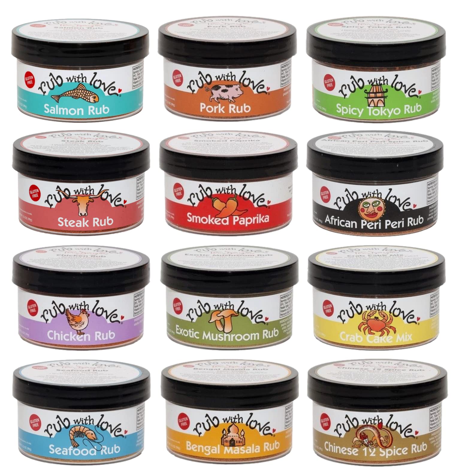 Premium BBQ Spice Gift Set - 12 Jars Ultimate Meat Rubs & Seasonings for Grilling Fish, Chicken, Pork & Steak | Perfect for Backyard BBQ, Tailgating & Holiday Gifting