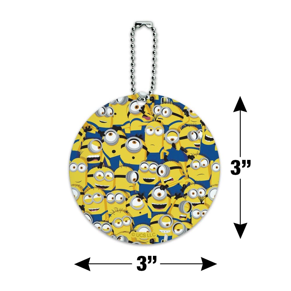 Minions Luggage Tag - Round Collage Minion ID Tag for Suitcase & Carry-On Bags - Perfect for Travel, Vacation & Kids' Backpacks