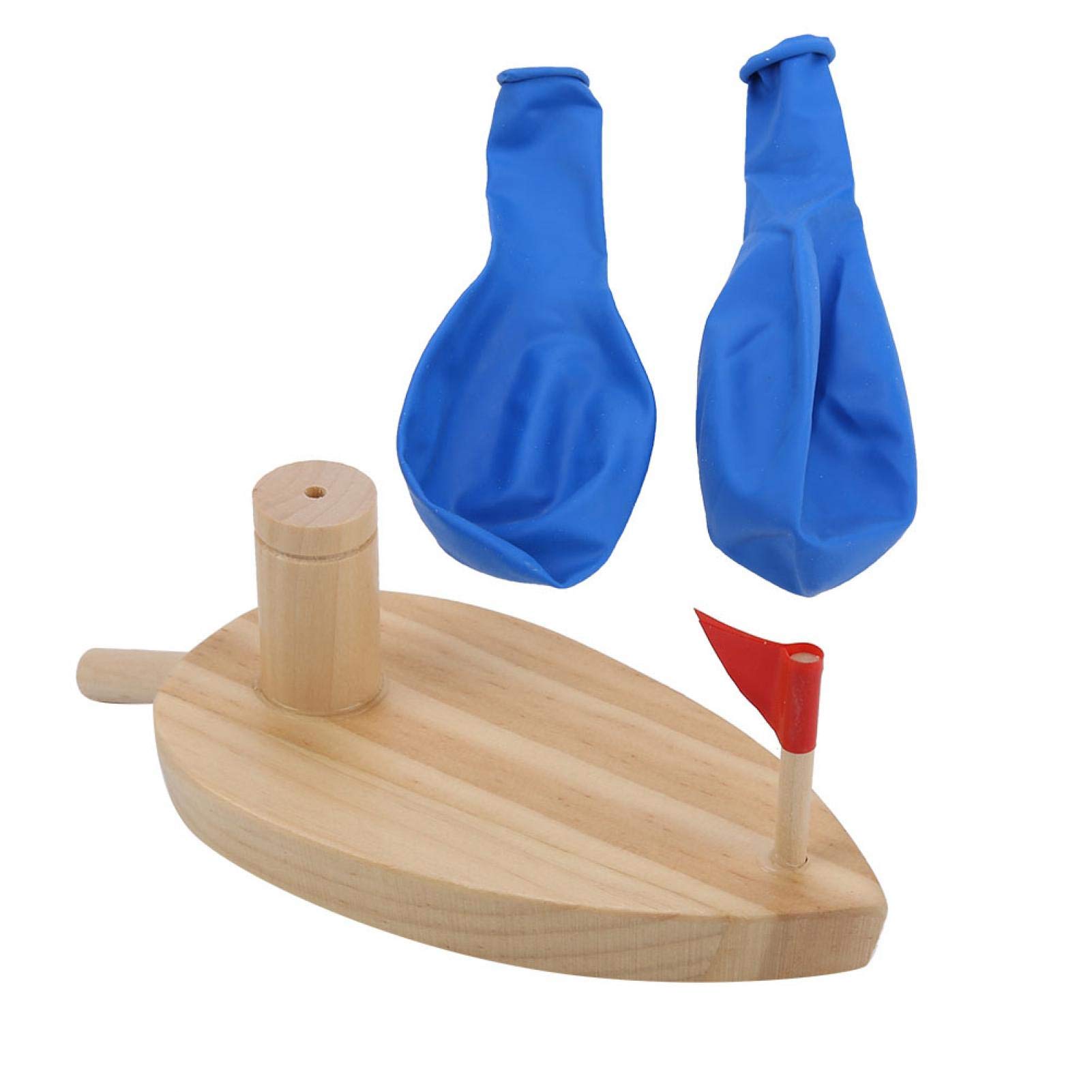 Balloon Powered Wooden Boat Toy - Inertial Balloon Boat for Kids, Fun Water Play & Bath Time Toy - Perfect for Pool, Bathtub, and Outdoor Play