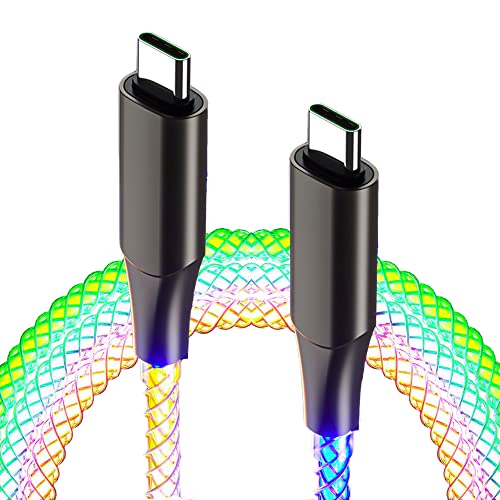ACEDOAMARE 60W USB C to USB C Fast Charging Cable with LED Flow Light - PD Compatible for Laptop, Tablet, Phone & Car Charging - Zinc Alloy Connector (Perfect for Travel, Office & Home Use)