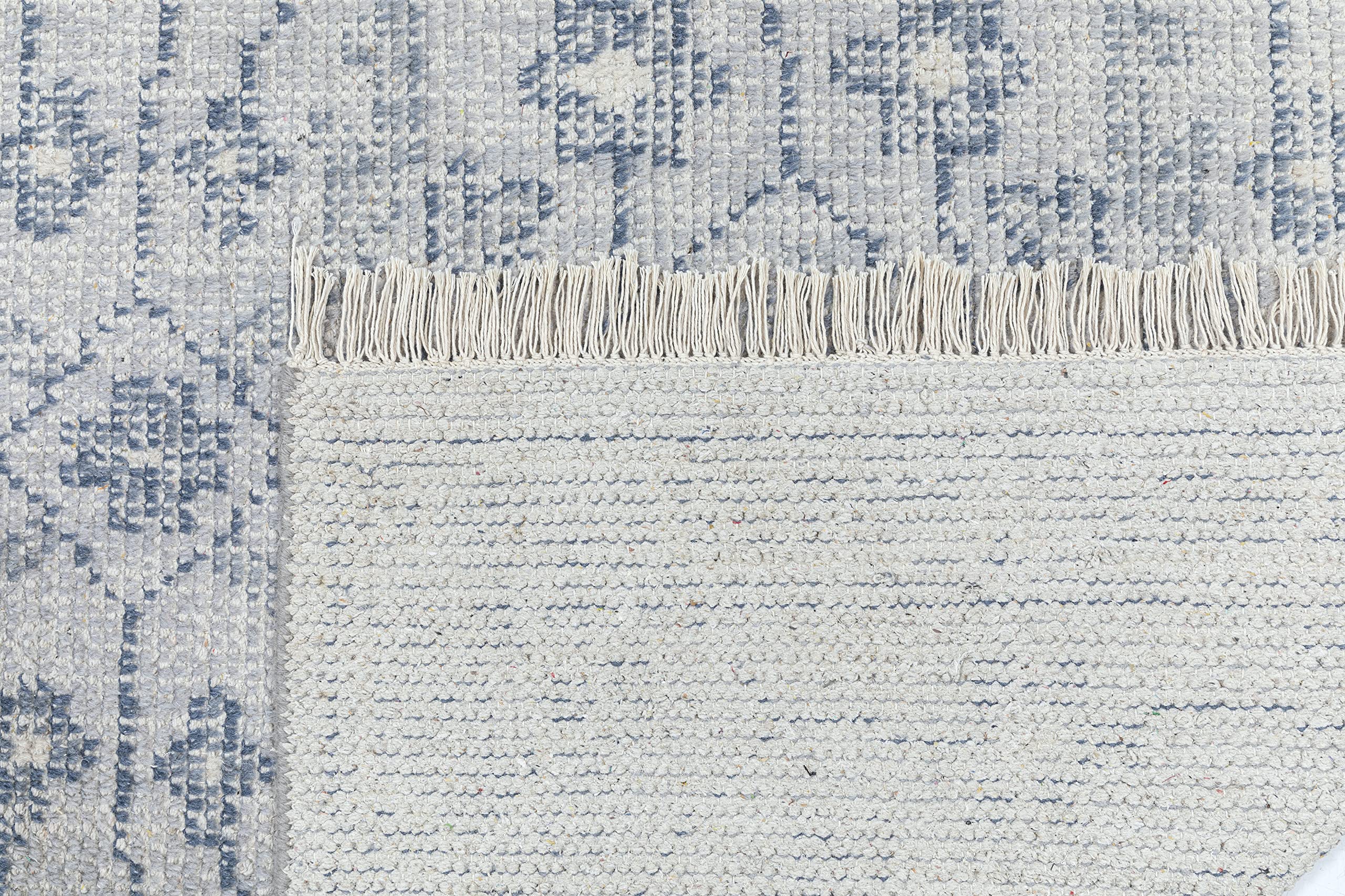Handmade Modern Cotton and Wool Area Rug 5'x8' Blue - Ultra Durable Indoor Rug for Entryway, Living Room, Bedroom & Home Decor
