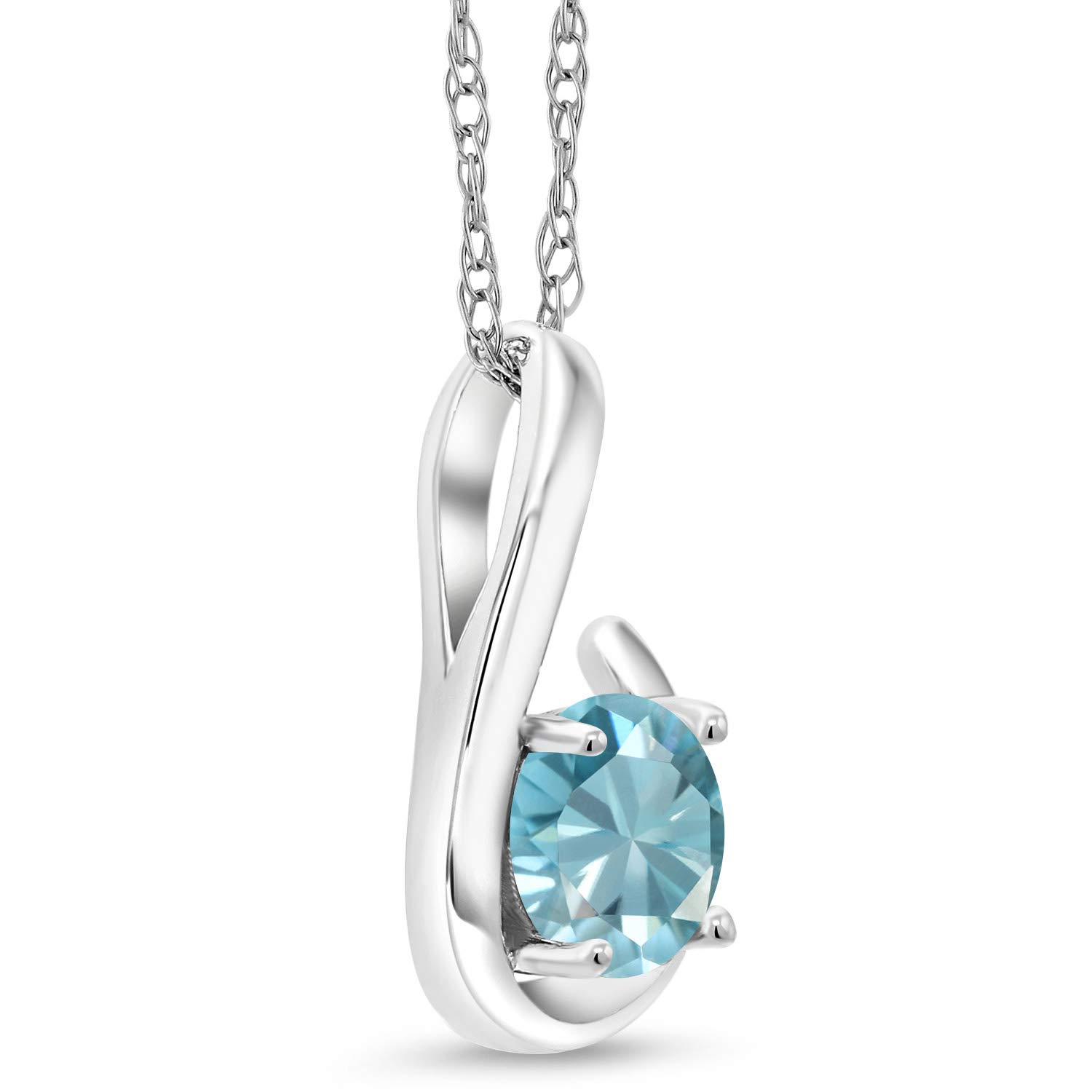 10K White Gold Gemstone Birthstone Pendant Necklace for Women | Round 6MM Stone | 18 Inch Gold Chain | Elegant Jewelry Gift for Birthday, Anniversary & Special Occasions