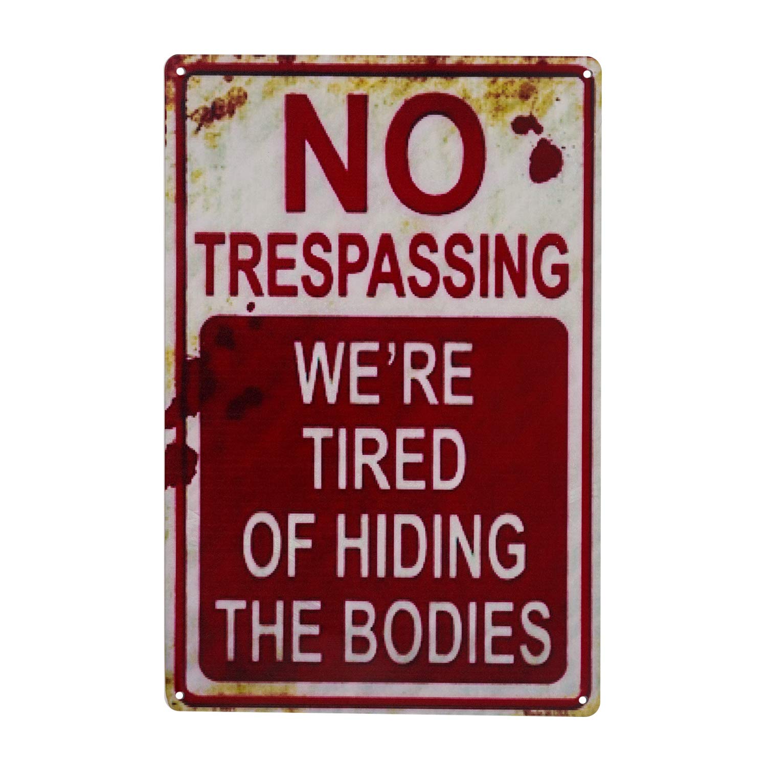 Funny Halloween No Trespassing Metal Tin Sign - Retro Vintage Decor for Home, Bar & Office - Perfect for Halloween Party Decorations & Spooky Themed Events