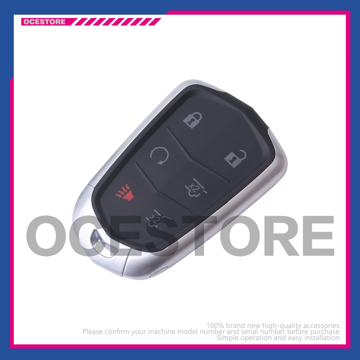 OCESTORE HYQ2AB 6-Button Car Key Fob Remote Replacement for Cadillac Escalade 2015-2020 & Escalade ESV 2015-2020 (1551A-2AB) - Keyless Entry Control for Easy Vehicle Access & Security