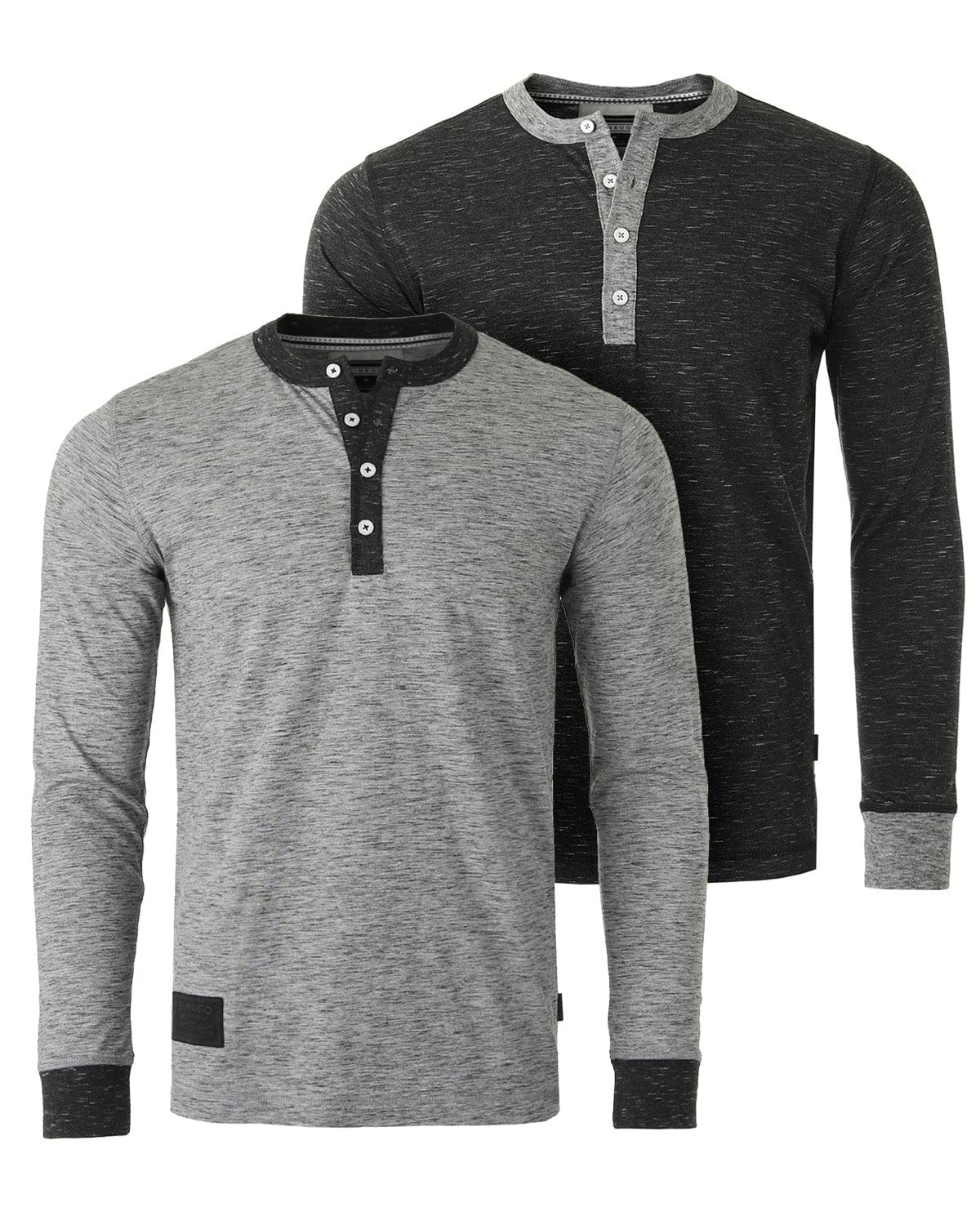 ZIMEGO Men's Casual Long Sleeve Henley Shirt & Short Sleeve Button Up Tee - Comfortable Cotton Blend for Everyday Wear, Work, and Outdoor Activities