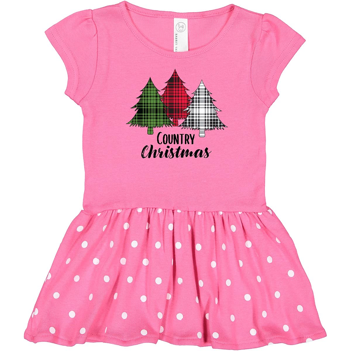 Inktastic Country Christmas Plaid Trees Baby Dress - Festive Holiday Outfit for Infants & Toddlers - Perfect for Christmas Photos, Family Gatherings & Holiday Parties