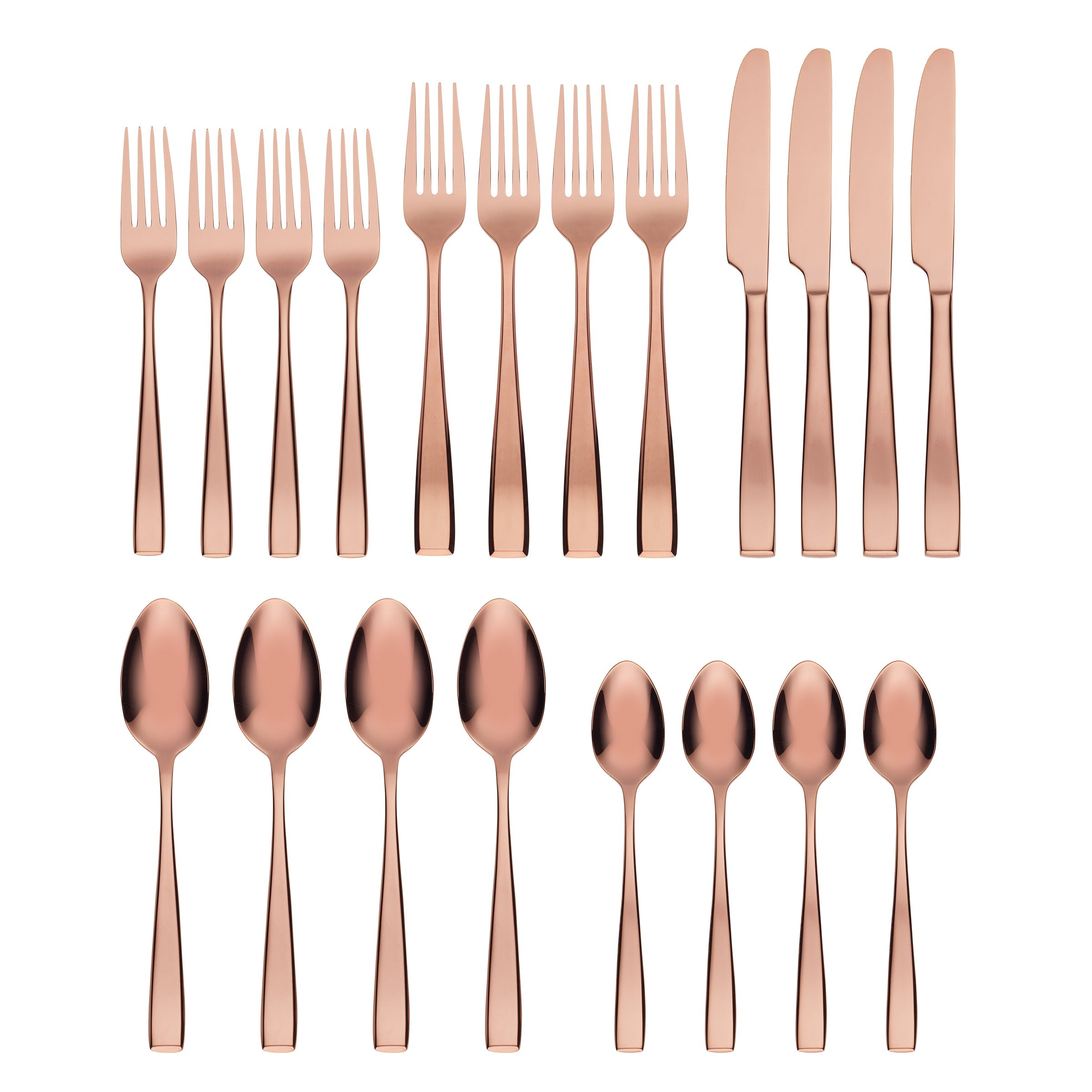Samira Copper Mirror 20-Piece Flatware Set - Elegant Stainless Steel Cutlery for Dining, Wedding & Home Decor - Perfect for Dinner Parties, Gifts & Table Setting
