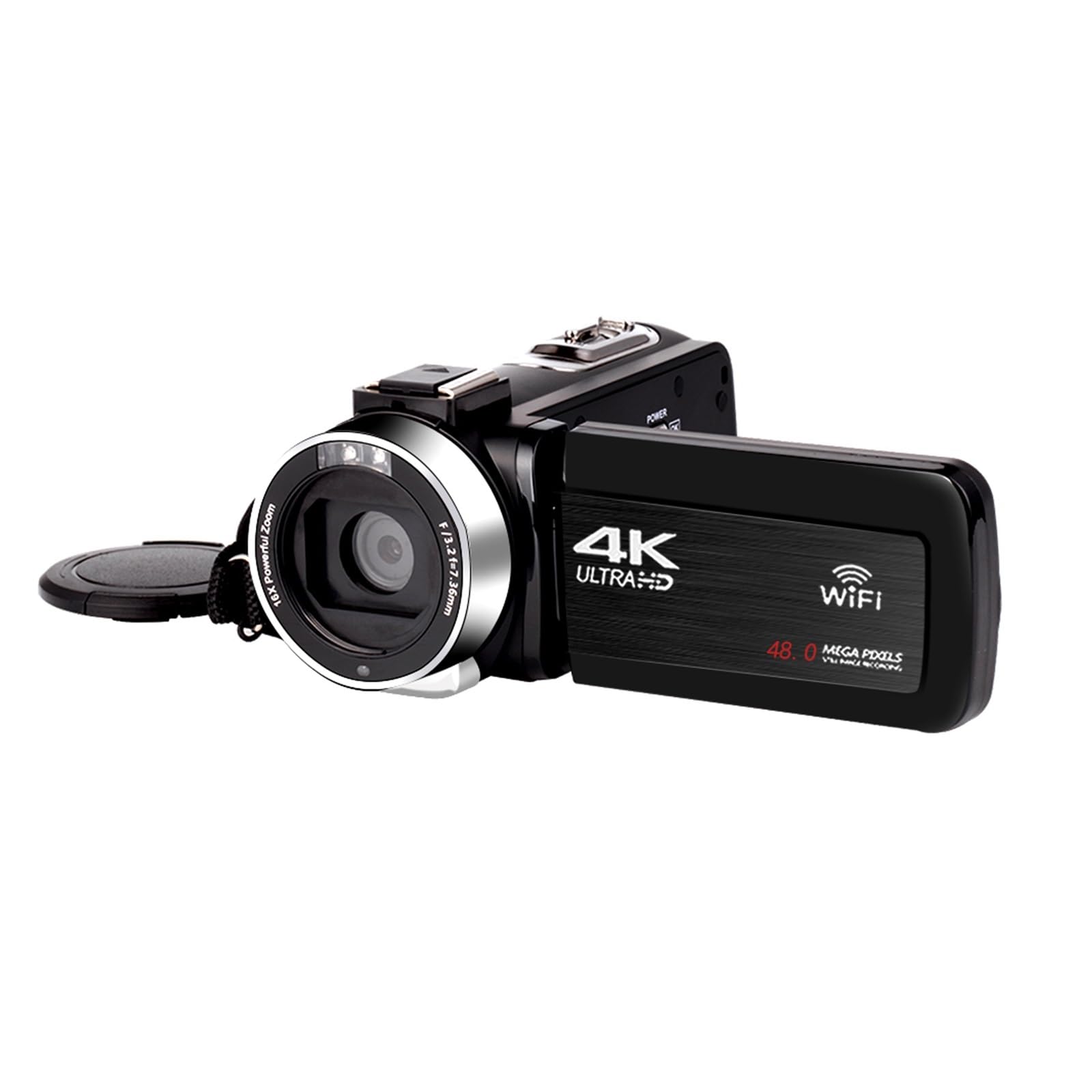 4K UHD Digital Video Camera with WiFi & Rotating Touch Screen - 48MP Vlogging Camera for YouTube, Live Streaming, Travel Videos (No SD Card Included) - Perfect for Content Creators, Travel Vloggers & Beginners