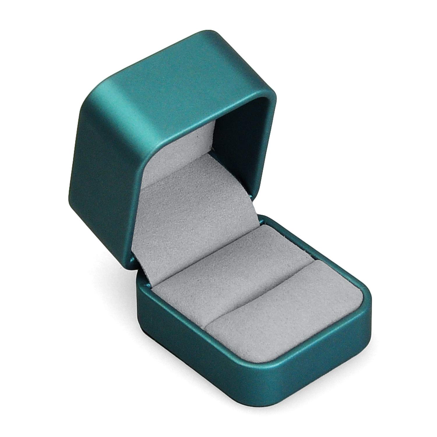 Premium Green Leather Ring Box - Small Vintage Jewelry Presentation Case for Proposal, Engagement & Wedding - Perfect for Romantic Surprises & Gift Giving