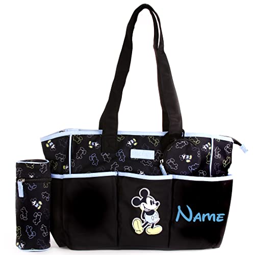 Personalized Disney Mickey Mouse Diaper Bag 4-Piece Set - Perfect for Baby Showers, Travel & Parenting Essentials