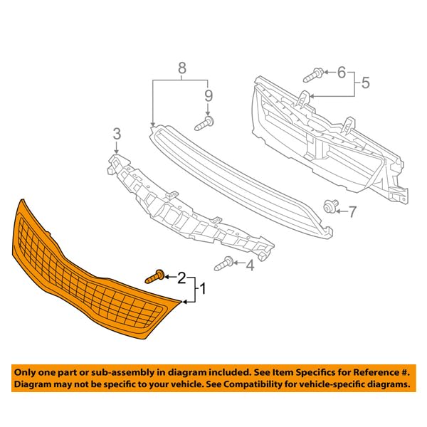 Compatible Front Bumper Grille for 2014-2016 Kia Optima 2.4L Sedan (LX, Hybrid LX Models) - Perfect for Car Upgrades & Replacement Parts