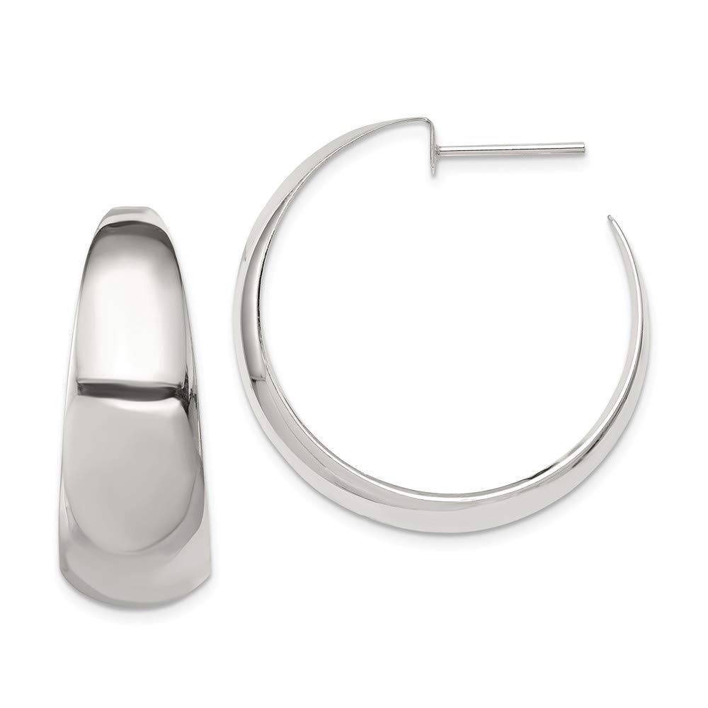 35mm Solid 925 Sterling Silver Hoop Earrings for Women - Classic Everyday Jewelry for Work, Date Night & Special Occasions