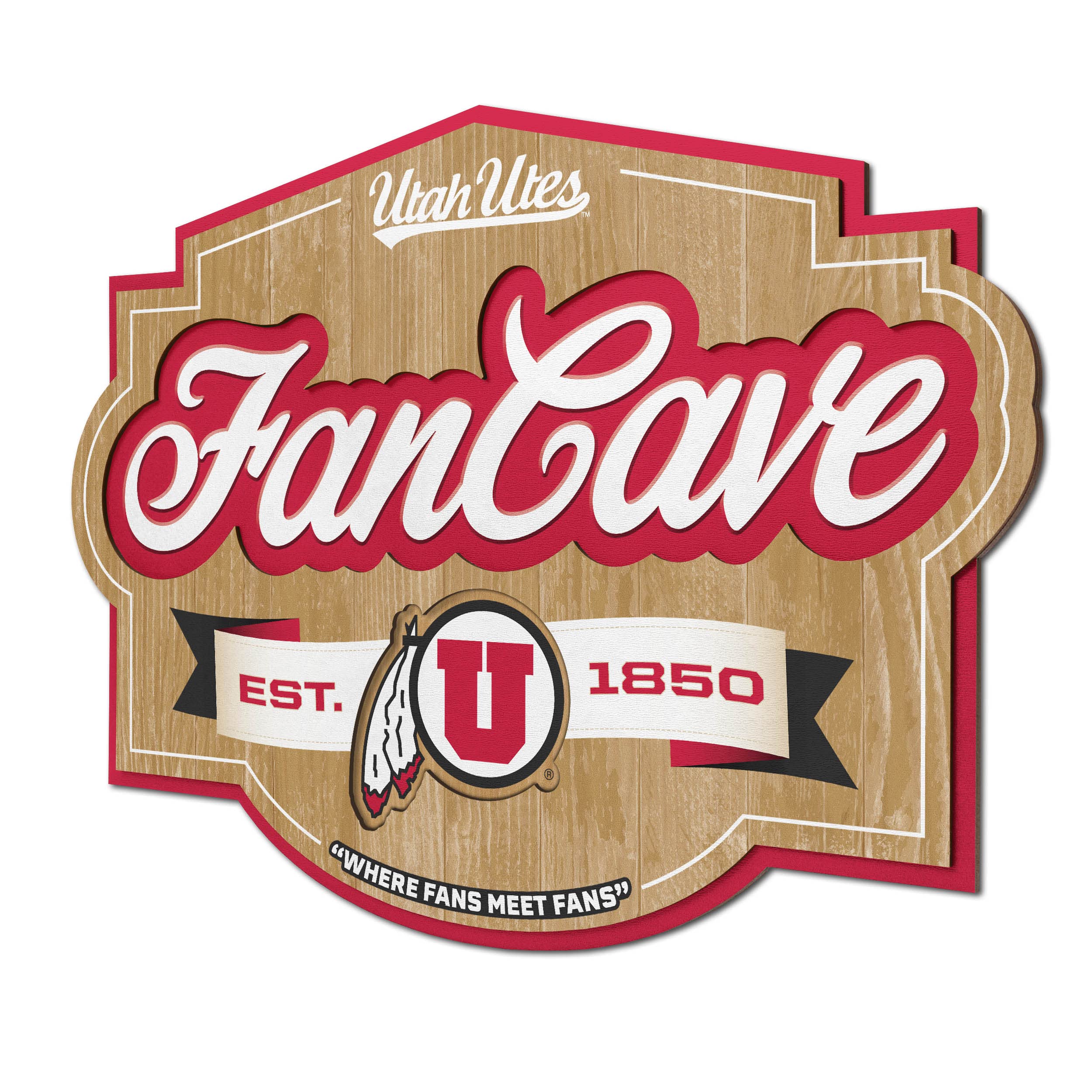 YouTheFan NCAA College Sports Fan Cave Sign - Perfect for Game Room, Man Cave, and Tailgating Decor