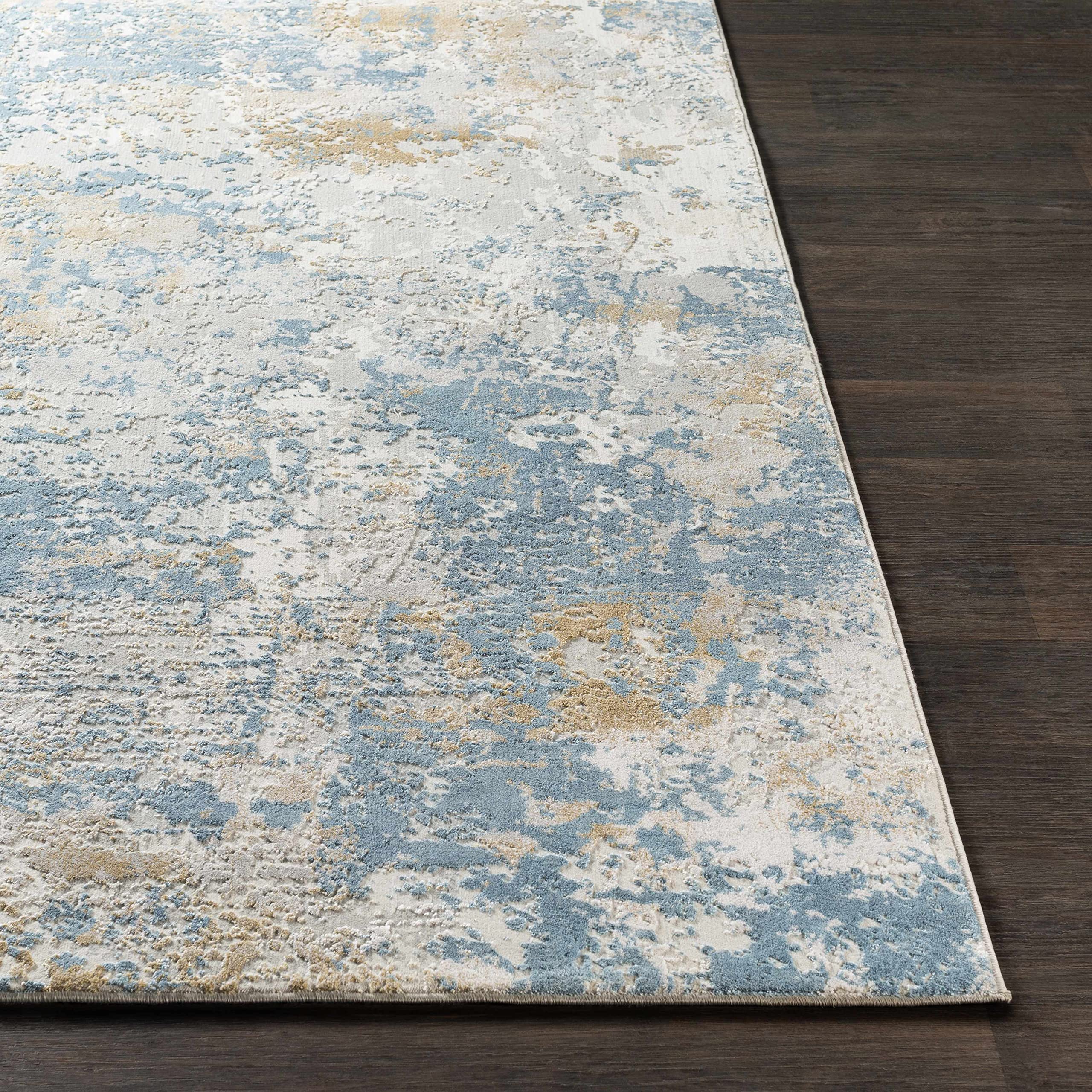 Hauteloom Hawes Modern Area Rug 12' x 15' - Soft Gray, Brown, Blue - Perfect for Living Room, Bedroom, Office - Washable & Durable Home Decor