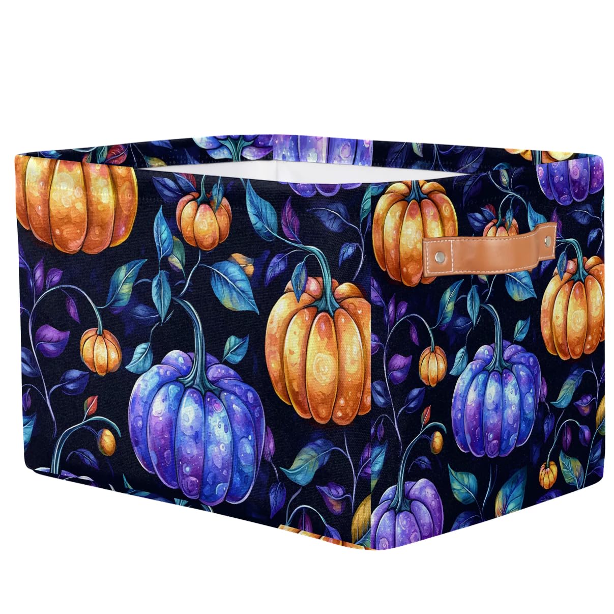 Crystal Pumpkin Storage Basket with Handles - 2 Pack Black Multi-Purpose Organizer Bins for Closet, Toy & Home Organization | Perfect for Bedroom, Bathroom & Kids Room Storage