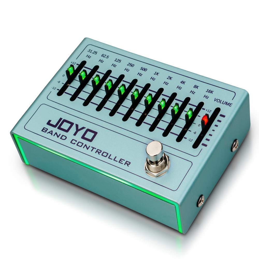 JOYO R-12 EQ 10-Band Equalizer Pedal for Guitar with DC 9V Power Supply (800mA-1A) - Professional Audio Effects Pedal for Live Performance & Studio Recording