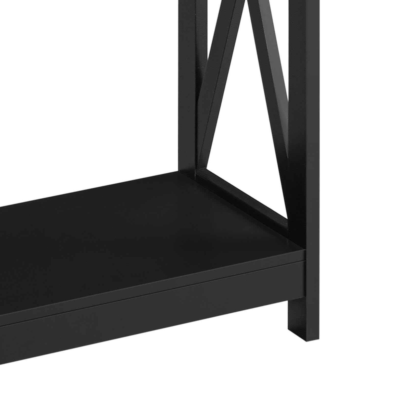 Yaheetech Modern Console Table with Built-in Outlets & USB Ports, Slim Entryway Table with Storage Shelves, X-Design Sofa Table for Living Room, Hallway, Foyer - Perfect for Charging Devices & Home Organization (Black)