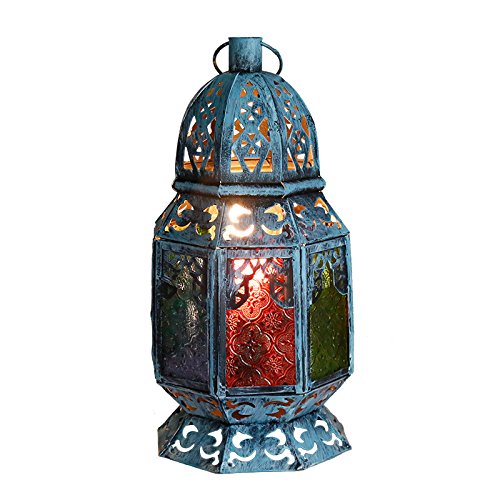 Vintage Stained Glass Table Lamp - Mediterranean Style Iron Desk Lamp for Bedroom & Study - Perfect for Reading, Decor & Cozy Ambiance
