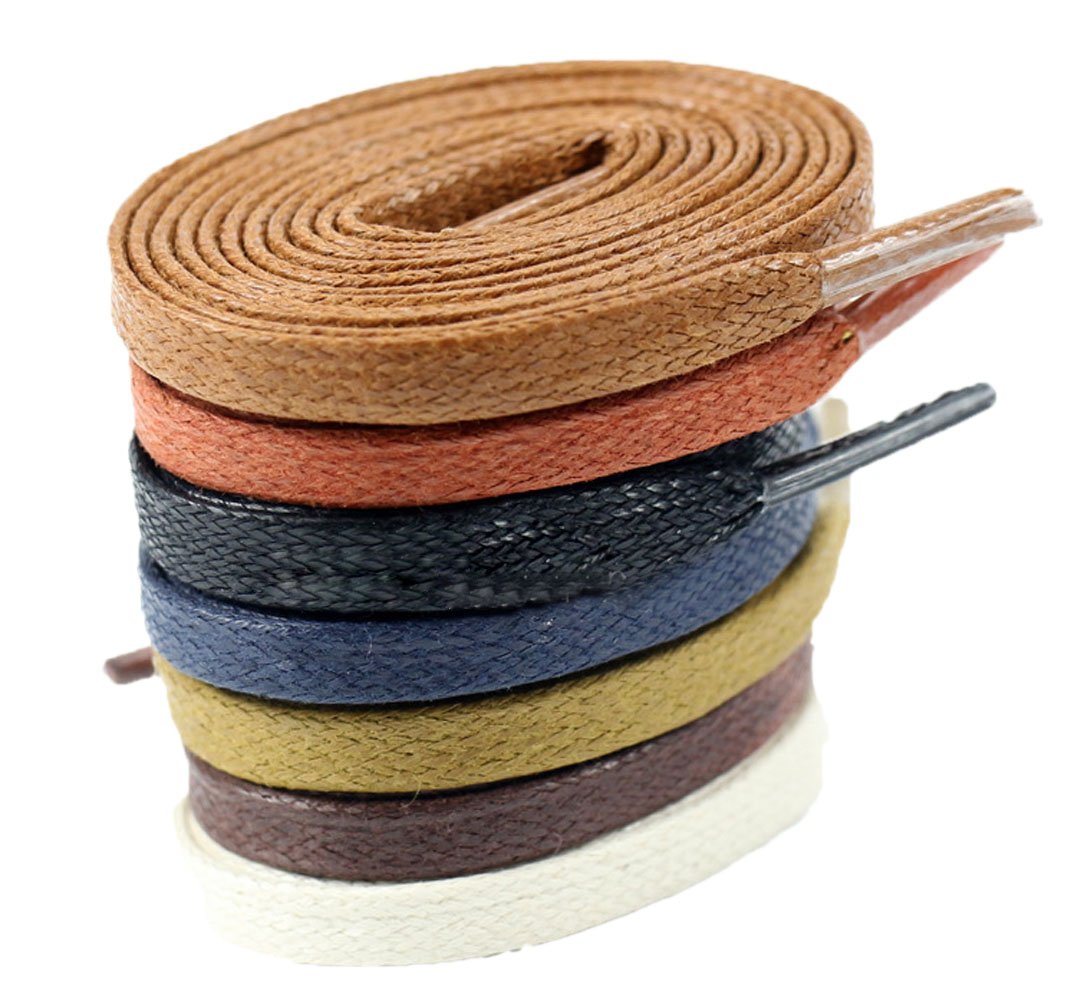 Premium Santimon Flat Waxed Cotton Shoelaces - Waterproof & Durable for Dress Shoes, Boots & Sneakers | Perfect for Outdoor, Work & Everyday Wear