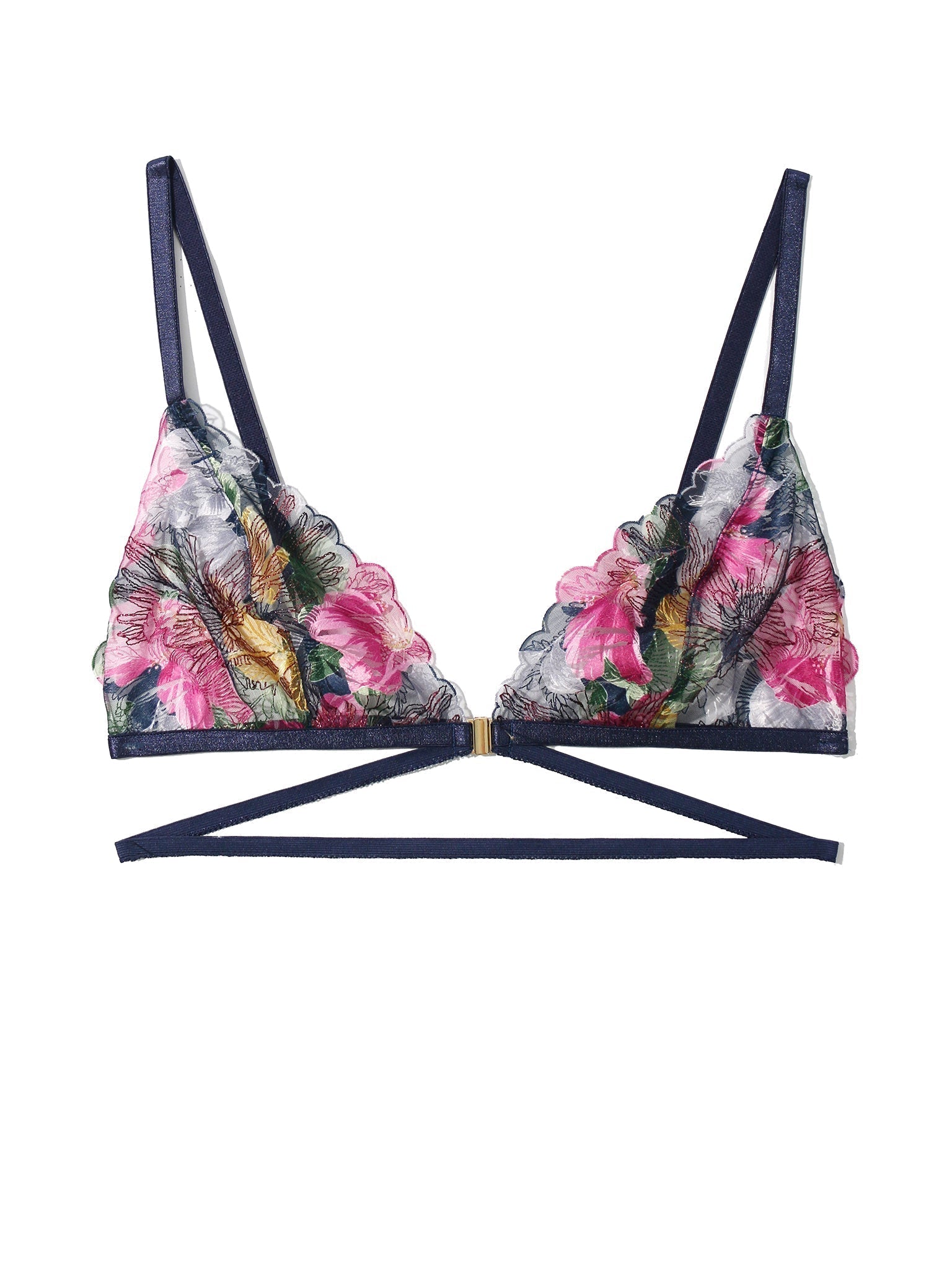 Wildly Blooming Strappy Triangle Bralette - Comfortable Lace Bralette for Women, Sexy Underwire-Free Bra, Perfect for Yoga, Lounge & Everyday Wear