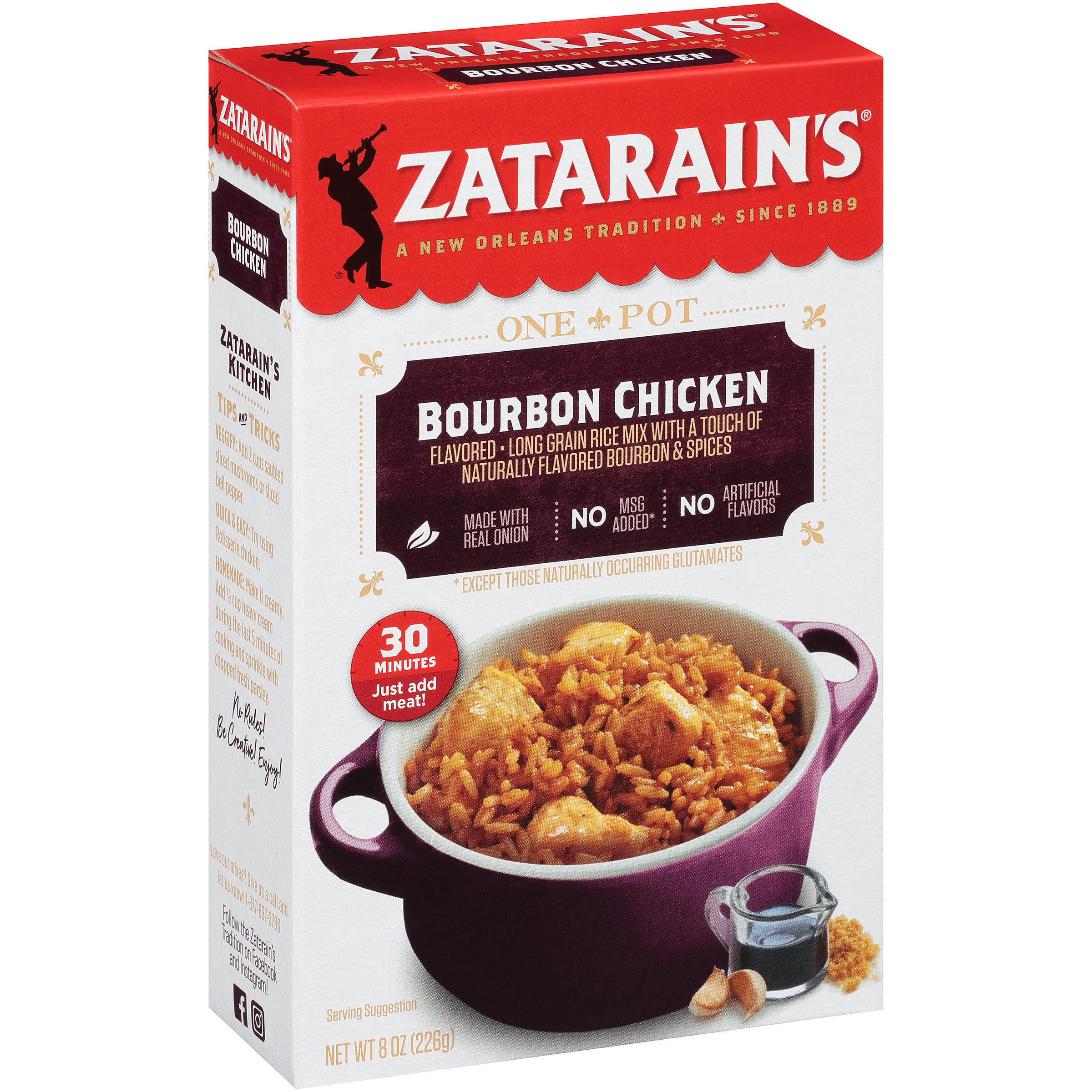 Zatarain's Bourbon Chicken Flavored Rice Mix - 8 oz Box | Easy Cajun Style Dinner Side Dish | Perfect for Weeknight Meals, Potlucks & Family Gatherings
