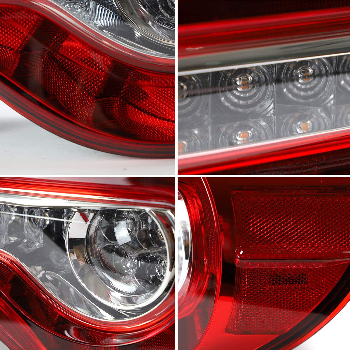 VLAND Full LED Rear Brake Tail Lights for Toyota GT86 (2012-2019), Subaru BRZ (2013-2018), Scion FRS (2012-2016) - Sequential Turn Signal, Red & Clear Lens - YAB-86-0287H | Upgrade Your Coupe's Style & Safety for Night Driving