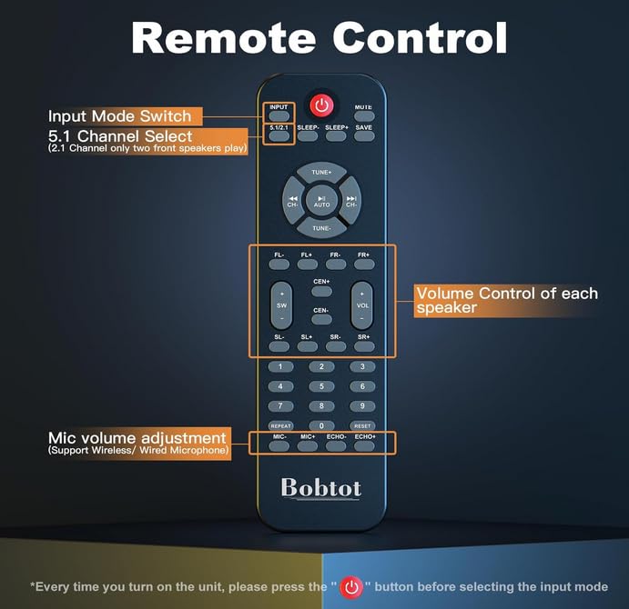 Bobtot 1400W 5.1 Channel Home Theater System with 12