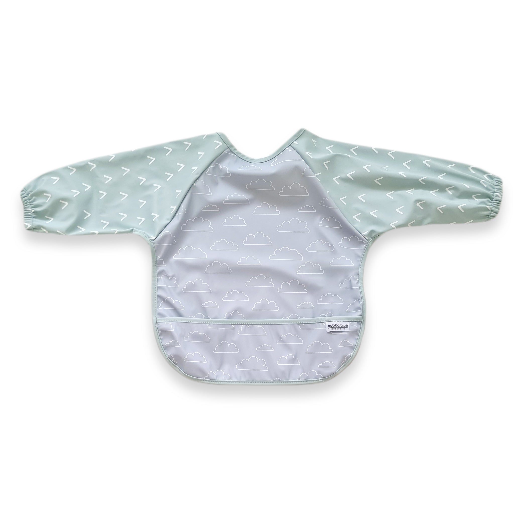 Nordic Smock Bib for Babies - Sky Blue & Mint Green - Waterproof & Adjustable for Mealtime & Playtime