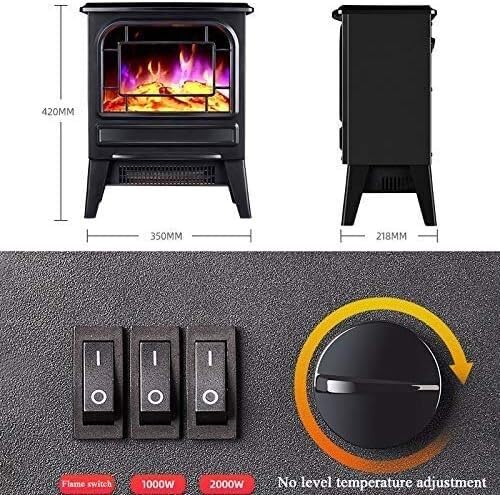 1800W Electric Stove Heater with Realistic Flame Effect - Freestanding Portable Fireplace for Home & Office - Modern Electric Fireplace with Log Burning Simulation for Winter Warmth & Cozy Ambiance