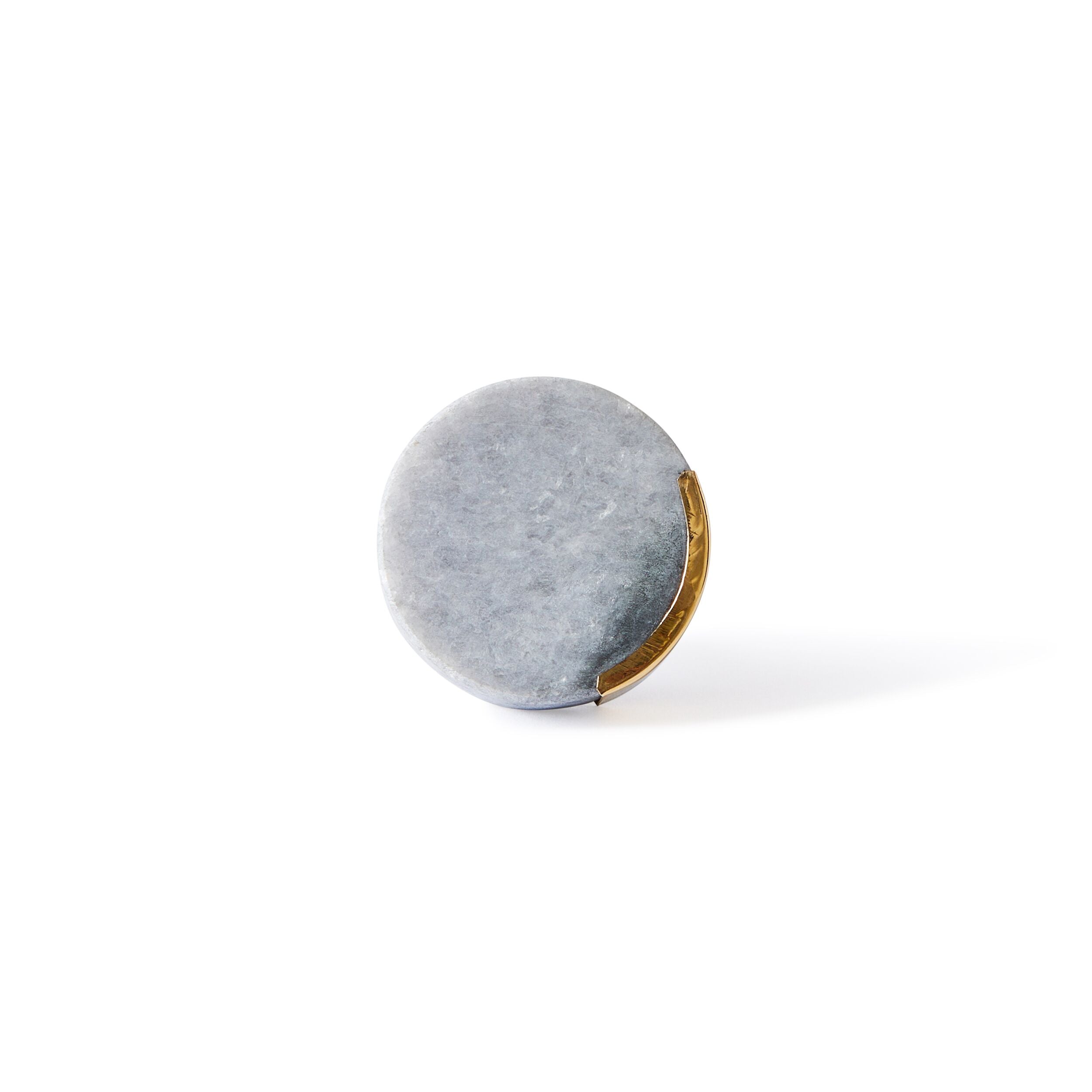 Ara Grey Round Cabinet Knob with 4cm Trim - Elegant Hardware for Kitchen, Bathroom & Furniture Drawers