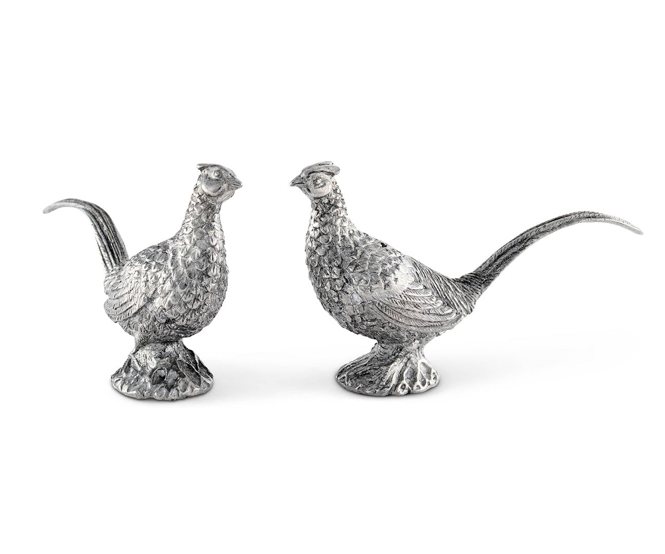 Elegant Pewter Pheasant Salt and Pepper Shakers Set - Vintage Style Bird-Themed Kitchen Accessories for Dining Table & Gift Giving