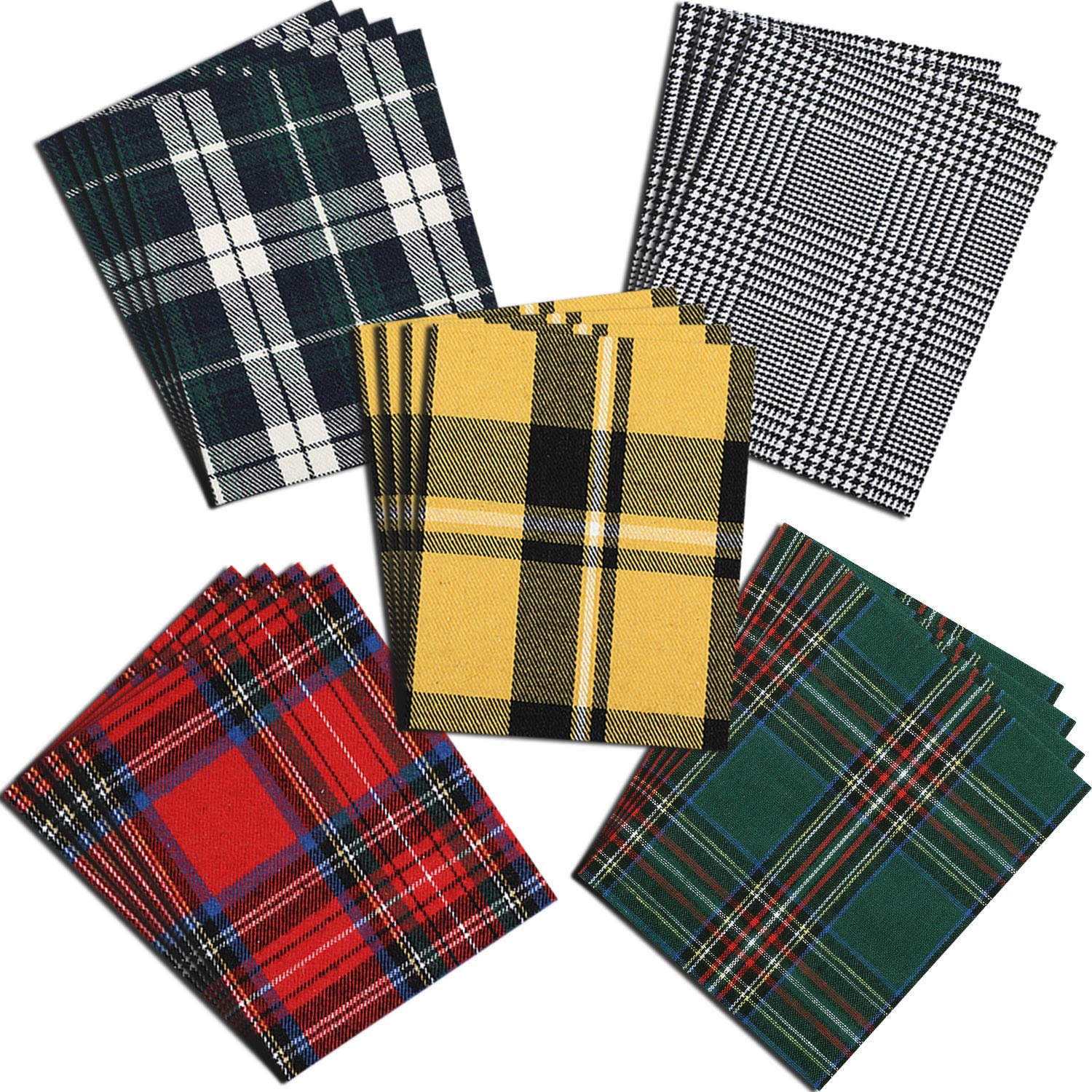 WILLBOND 20-Pack Iron-On Plaid Patches - Buffalo Fabric Heat Transfer Vinyl Repair Patches for Clothing & Jeans - 5 Style Variety Pack - Perfect for Easter Decor, DIY Fashion & Denim Repair