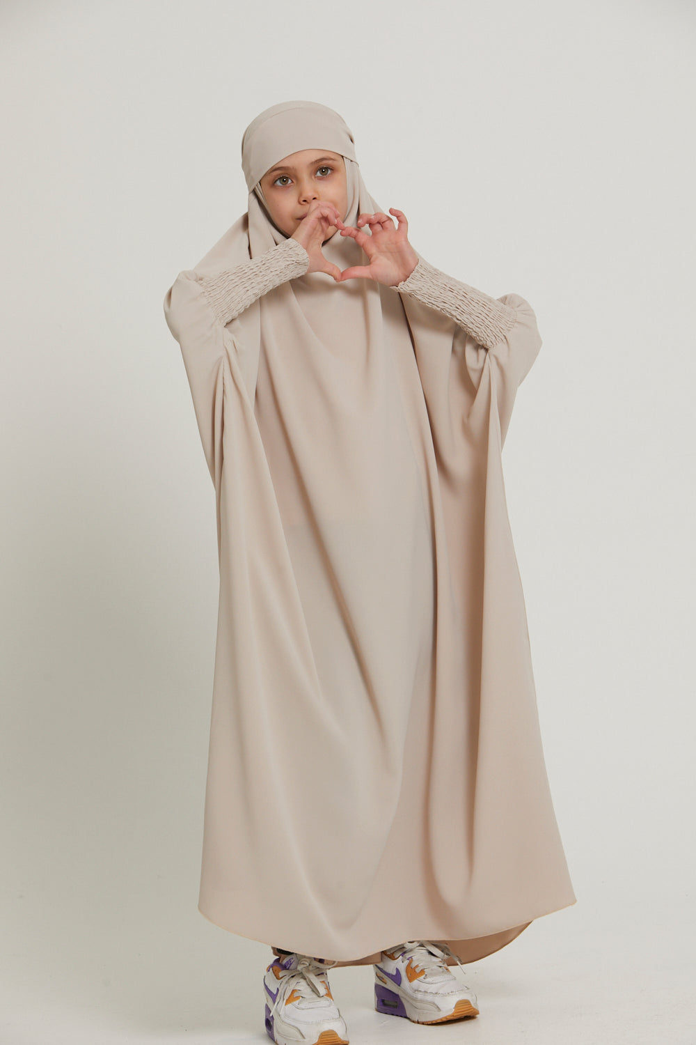 Junior Girls Full Length One Piece Jilbab Prayer Abaya - Natural Cotton Modest Islamic Dress for School, Mosque & Daily Wear