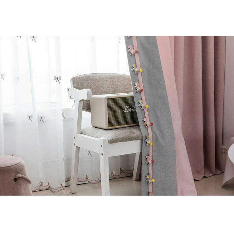 T.B. London Pink and Gray Pony Lace Curtains - Elegant Sheer Window Drapes for Living Room, Bedroom & Nursery Decor