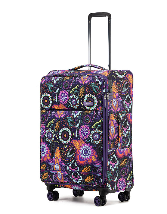 Tosca SO LITE New AIR5055 67cm Medium Spinner Luggage - Lightweight Expandable Carry-On Suitcase with 360° Wheels for Travel, Business Trips & Vacations | Paisley Design