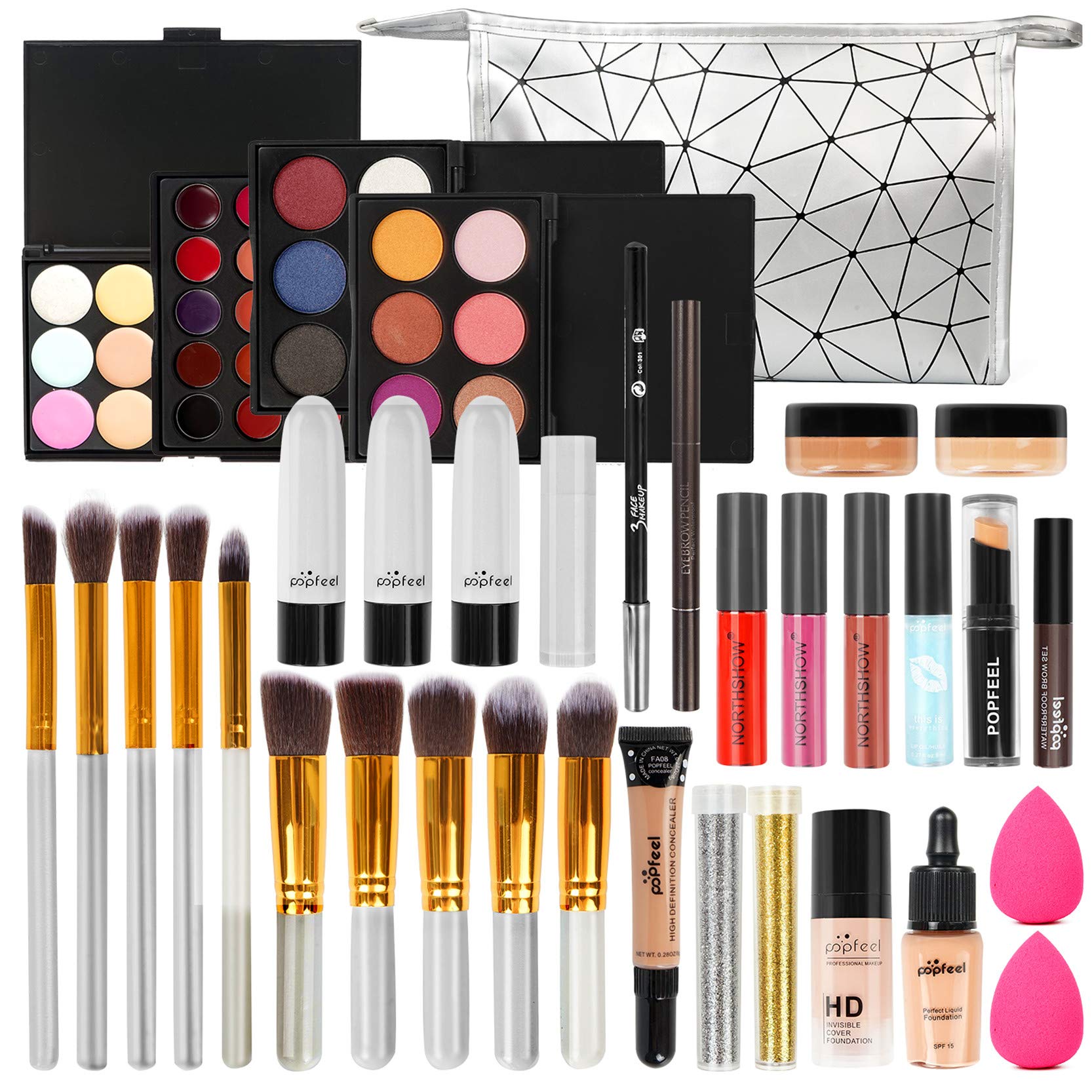 FantasyDay Complete Makeup Kit - Christmas Makeup Gift Set with Eyeshadow, Lipstick, Brushes, Contour Stick, Concealer, Mascara, Blush & Powder | Perfect for Holiday Gifts, Birthday Presents & Makeup Lovers